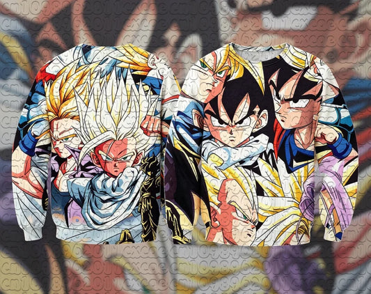 T-shirt à manches courtes Dragon Ball collage des guerriers Saiyan