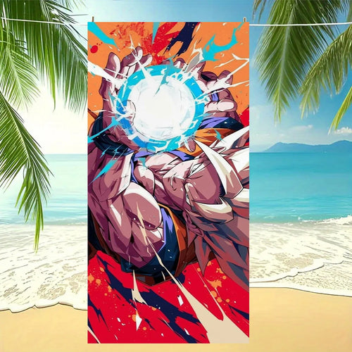 Telo mare rosso Dragon Ball - Goku e grande sfera di energia blu