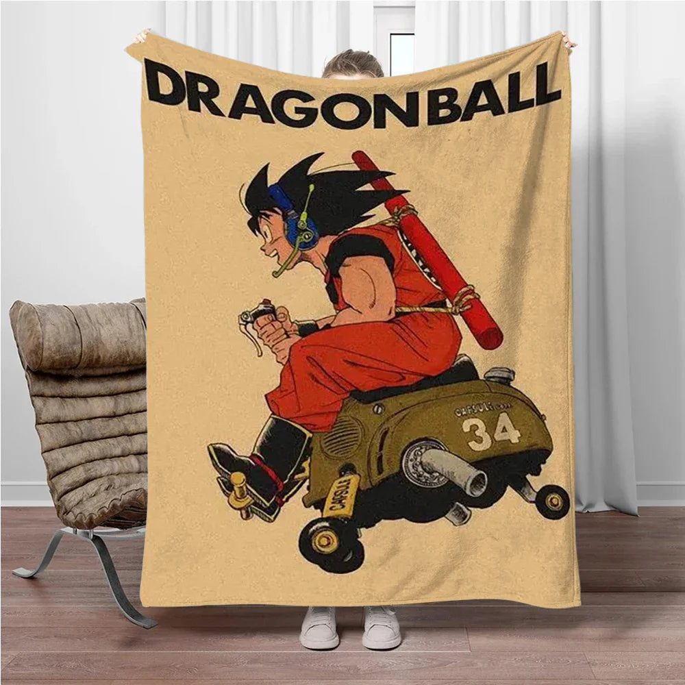 Beige Beige Dragon Ball Plaid - Child Goku on his motorcycle 34