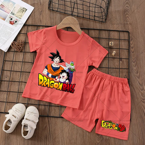 Pyjama kurz rot für Kind Dragon Ball - Goku und seine Chibi Begleiter