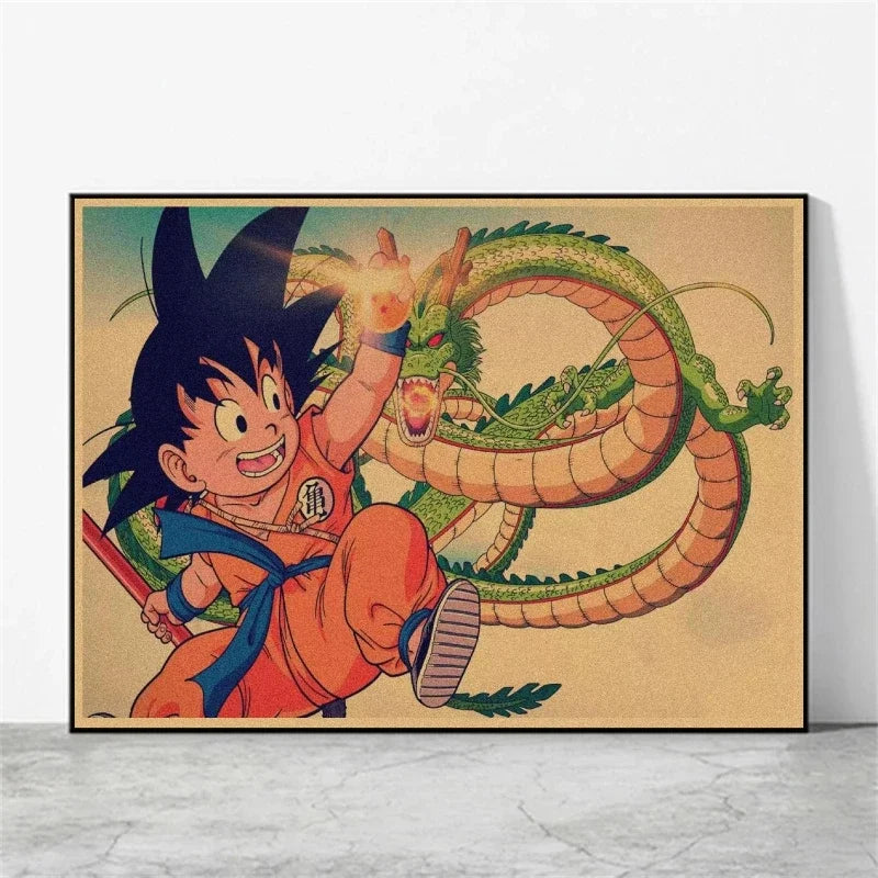 Affiches rétro - Goku enfant et couvertures Dragon Ball