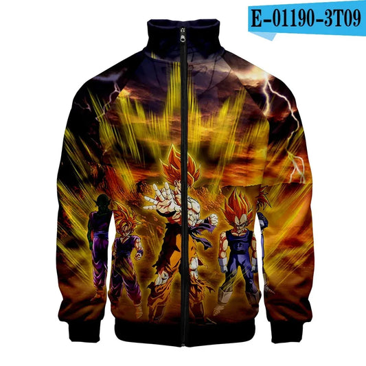 Veste zippée dorée Dragon Ball - transformations de Goku et Vegeta