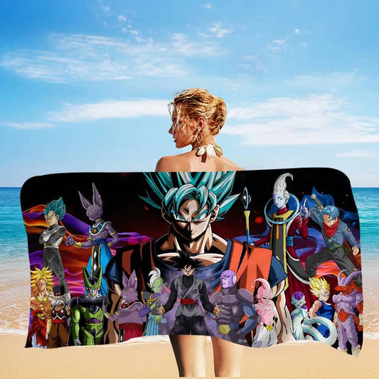 Dragon Ball Strandtuch - Goku Blue und die Charaktere des Multiversums
