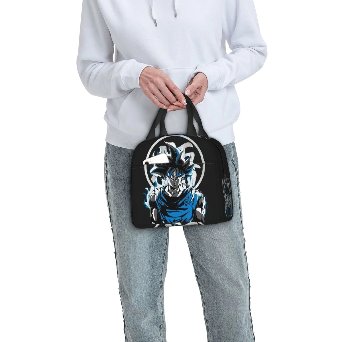 Bolsa de almuerzo negra y azul Dragon Ball - Goku y kanji Go