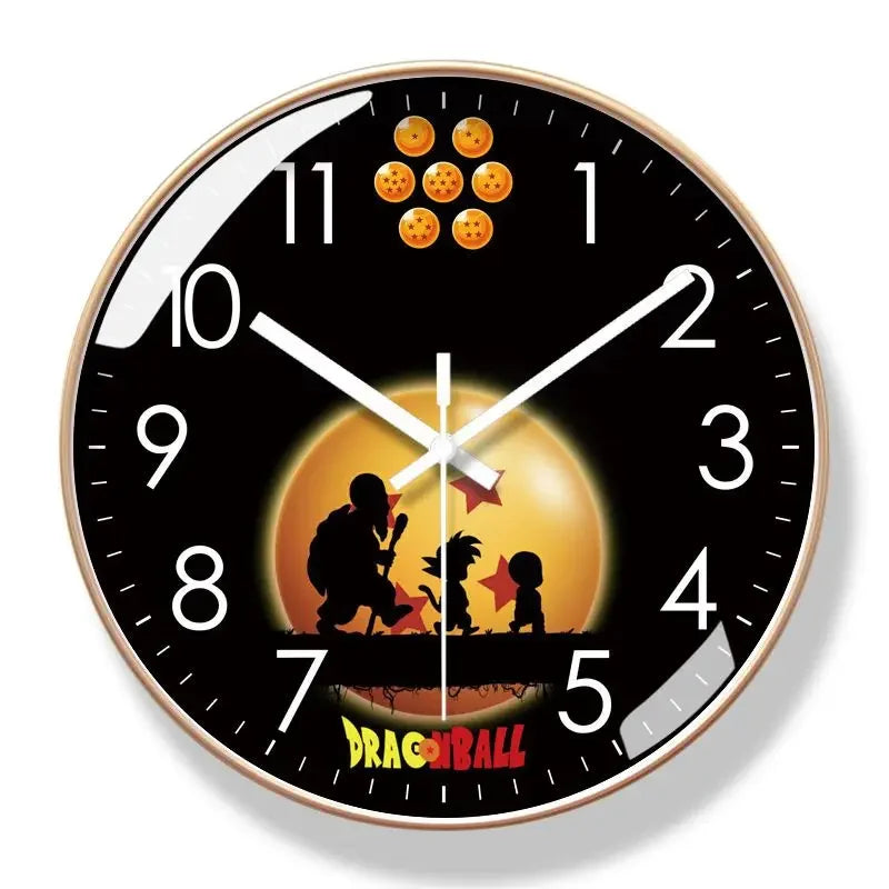 Dragon Ball wandklok - Goku en Shenron in silhouetten met gouden frame