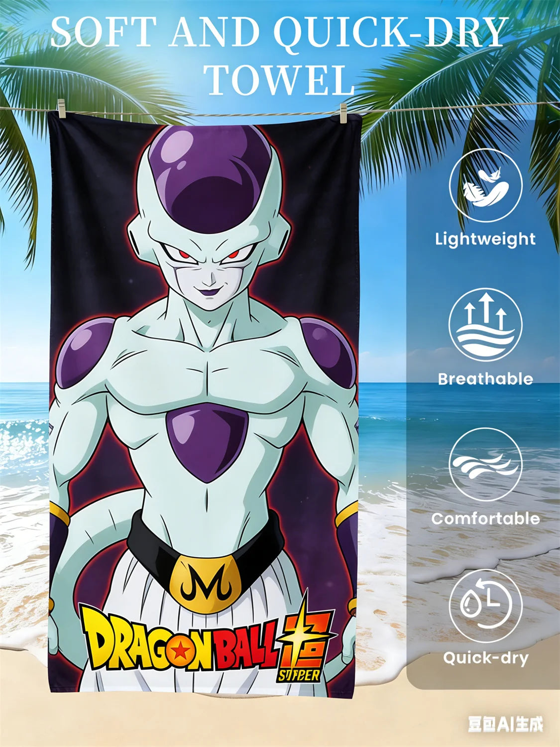 Serviette de plage Dragon Ball - Freezer avec symbole Majin