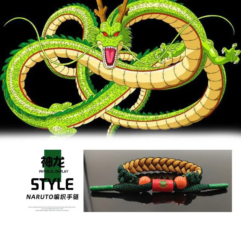 Pulsera trenzada naranja Dragon Ball - kanji Go y cuentas naranjas