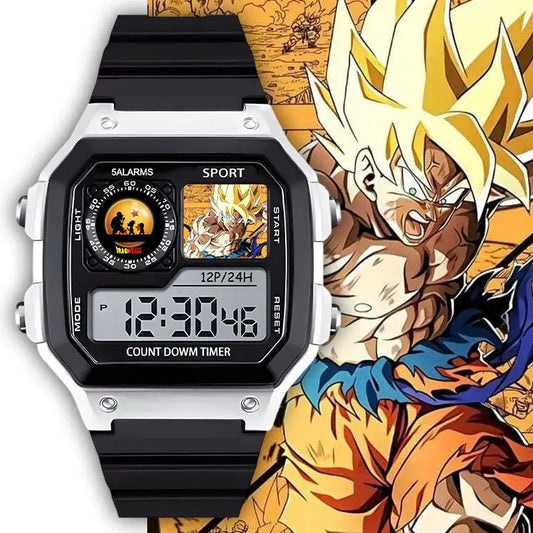 Dragon Ball Silver Digital Watch - Super Saiyan Goku im Kampf
