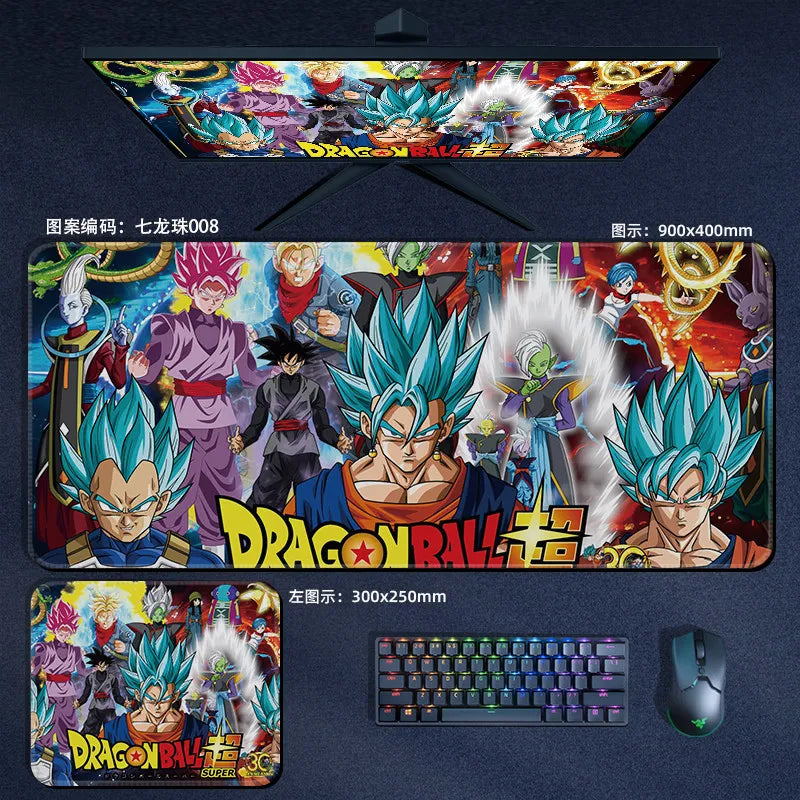 Tapis de souris orange Dragon Ball - personnages alignés et kanji Kame
