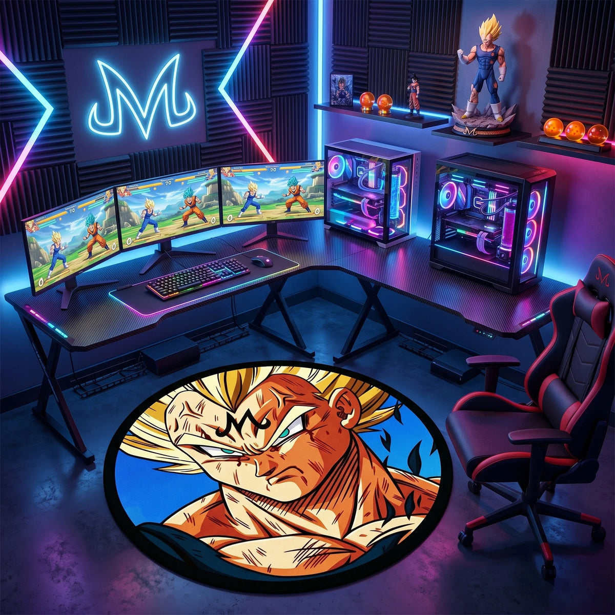 Dragon Ball runder Teppich - Majin Vegeta mit einem entschlossenen Look