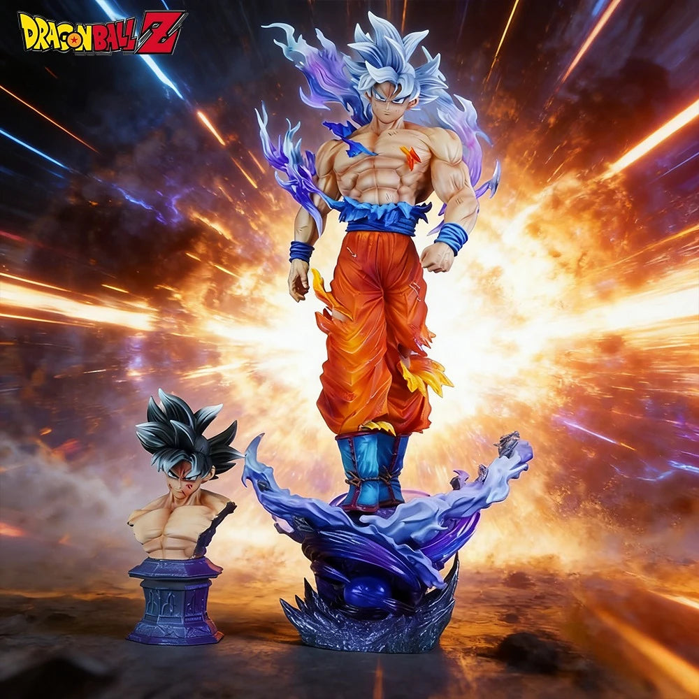 Figura Dragon Ball - Goku Ultra Instinct sobre base morada