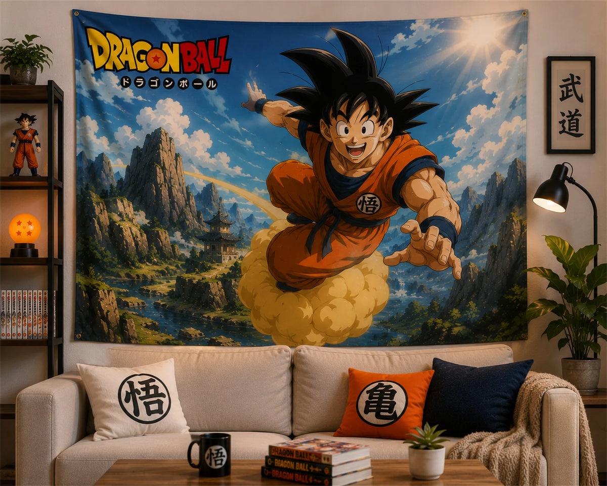 Dragon Ball Wand hängen - Goku Super Saiyan von hinten und Shenron