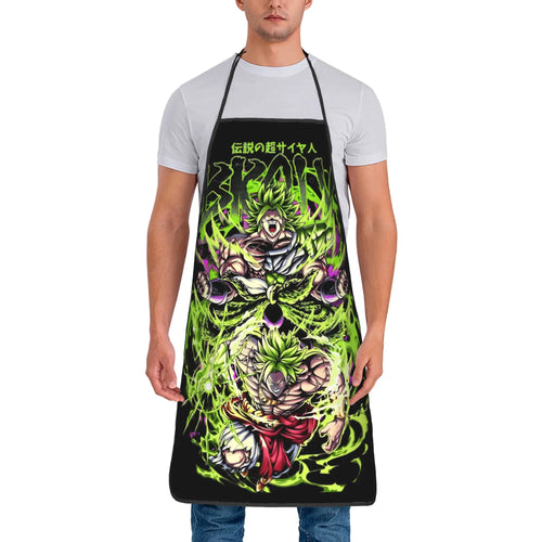 Dragon Ball schwarze Küche Schürze - Broly und grüne Transformationen