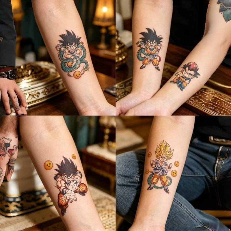 Dragon Ball tijdelijke tattoos - Goku en chibi karakters