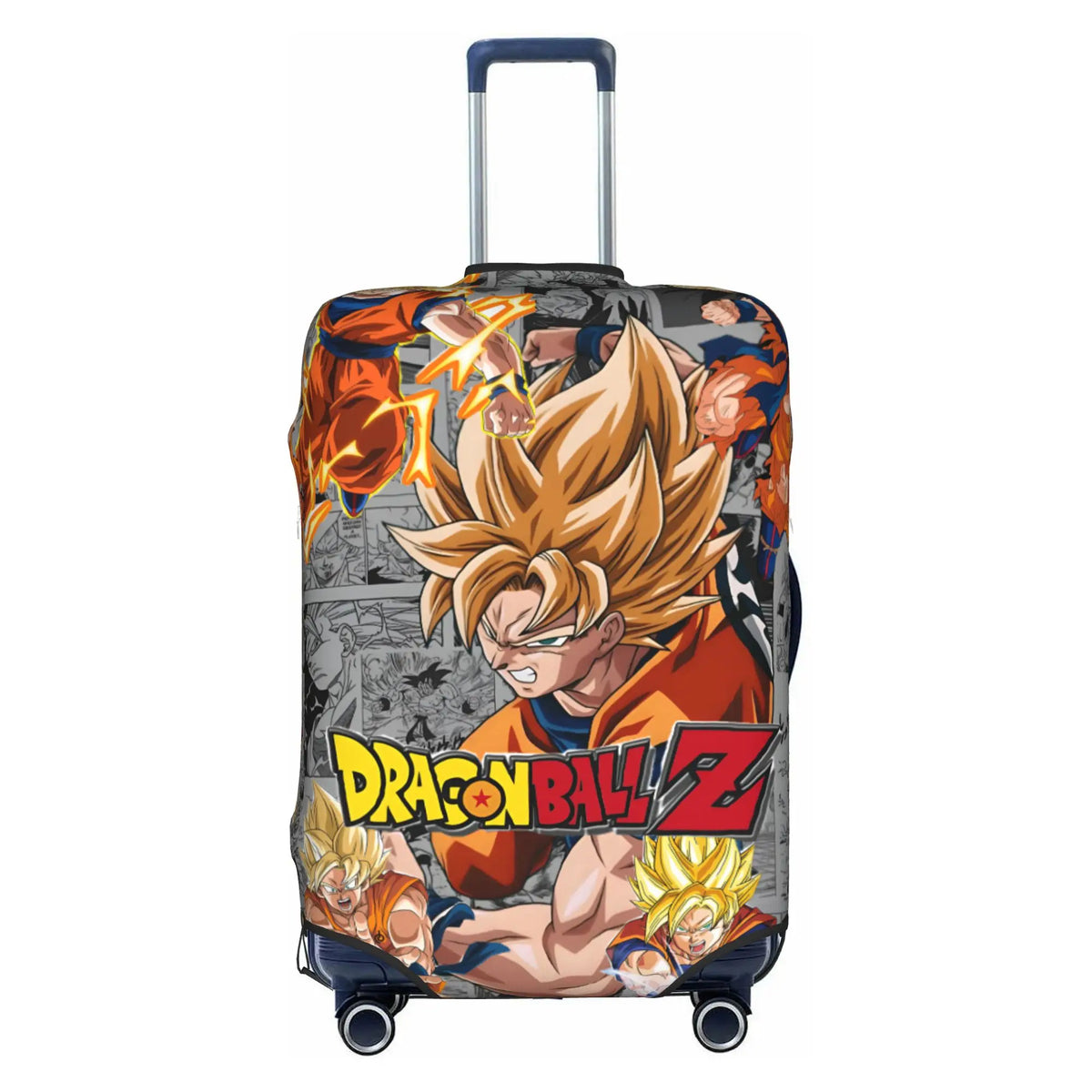 Housse de valise dorée Dragon Ball - Goku Super Saiyan et kanji Go