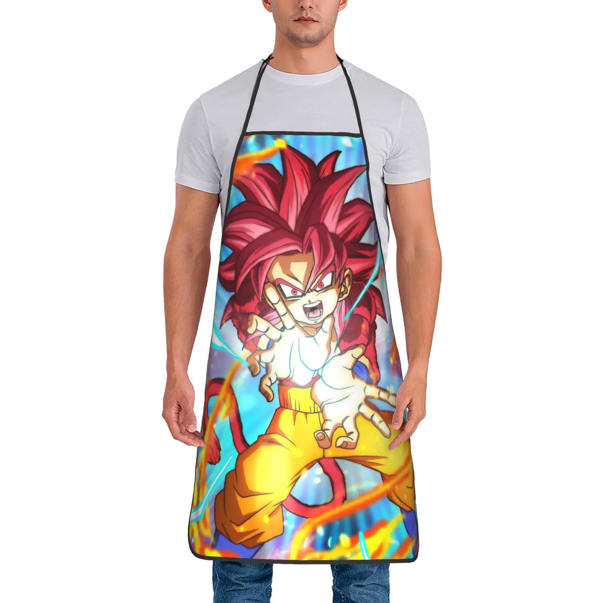 Delantal naranja Dragon Ball - Goku niño y kanji grande Go
