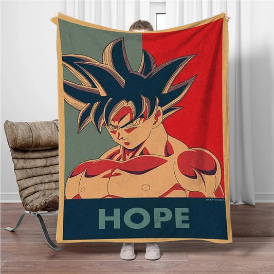 Plaid rosso e blu Dragon Ball - ritratto di Goku Hope