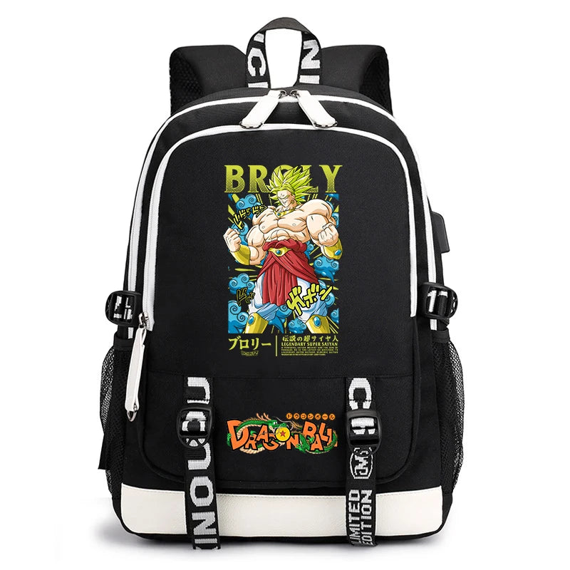 Black and White Dragon Ball Rucksack - Goku Super Saiyan 3 Zurück