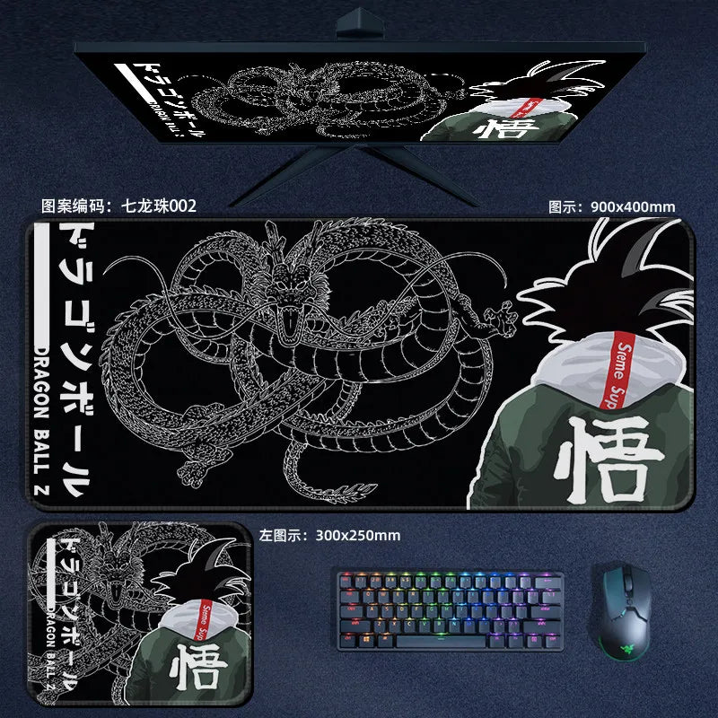Tapis de souris orange Dragon Ball - personnages alignés et kanji Kame