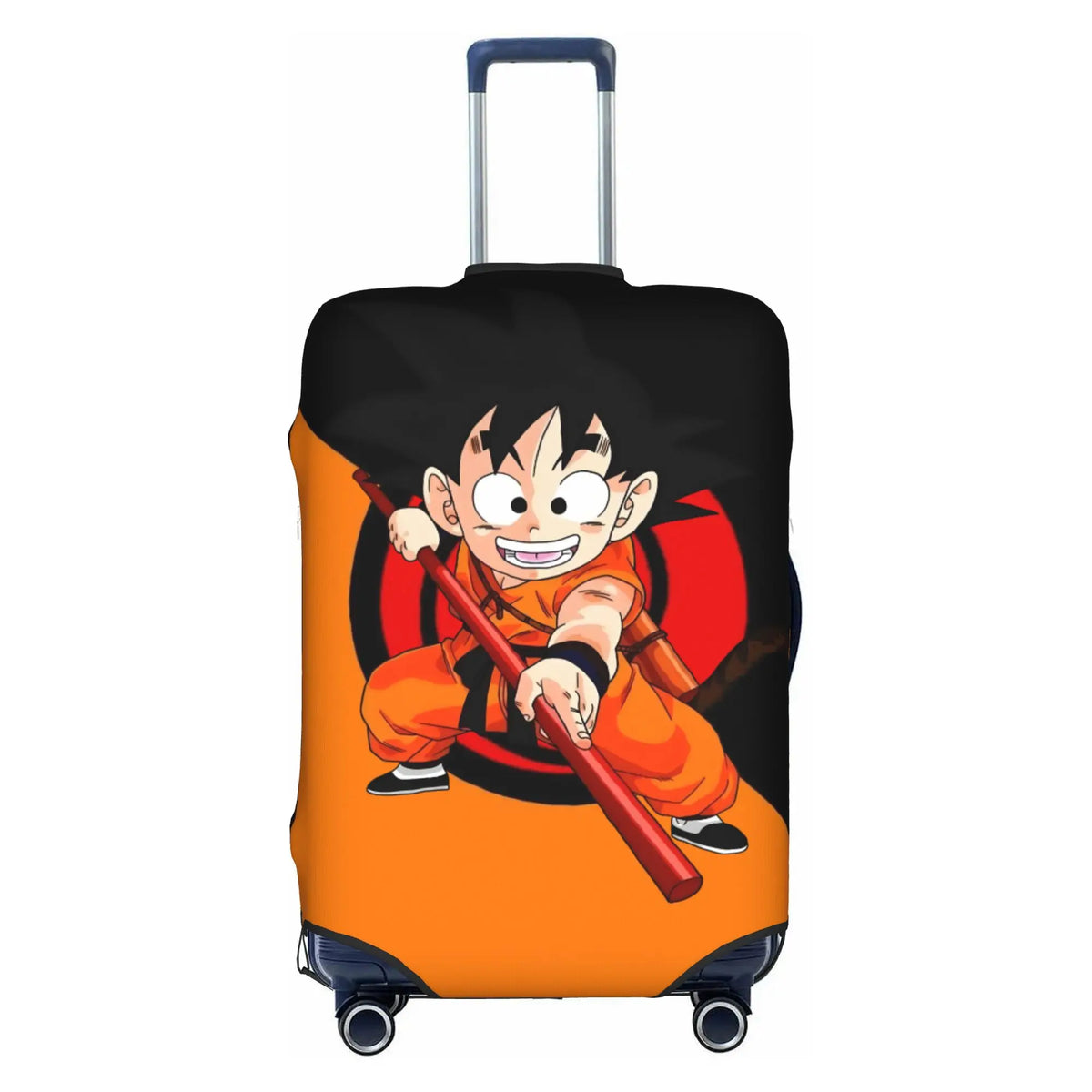 Housse de valise orange et blanche Dragon Ball - Goku enfant en motifs répétés