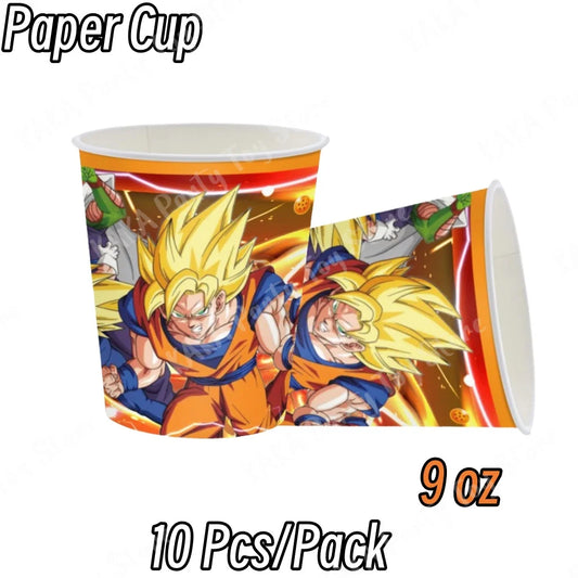 Lot de 10 gobelets anniversaire Dragon Ball - Goku et Gohan Super Saiyan