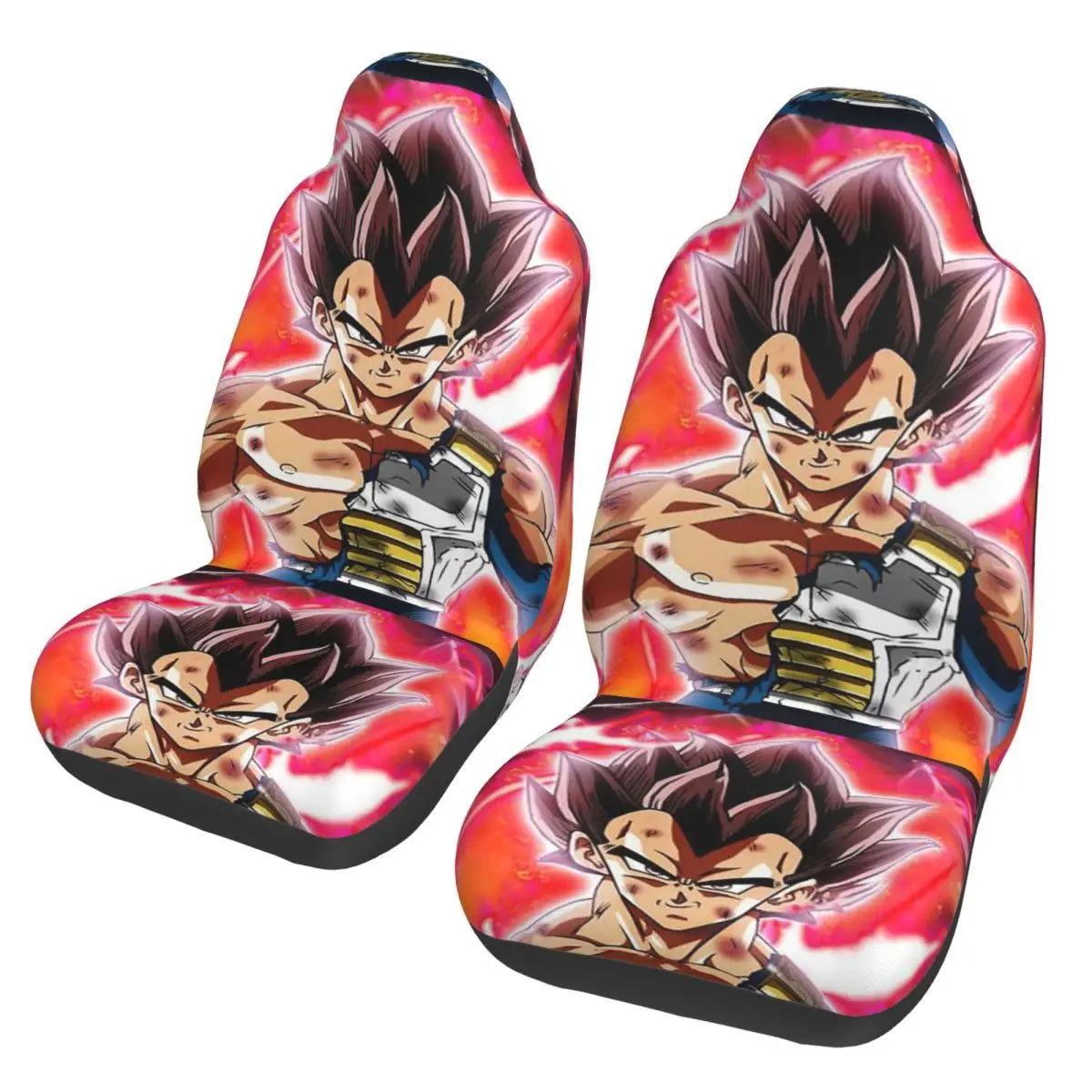 Dragon Ball Red Front Seat Covers - Vegeta Torso Nude in Guard