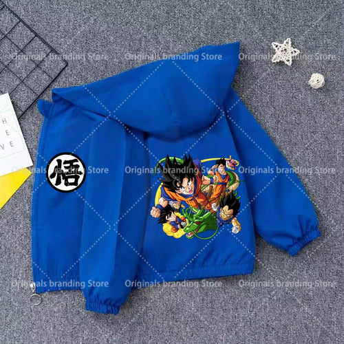 Blaue Kapuzenjacke für den Jungen Dragon Ball - junger Goku mit Shenron