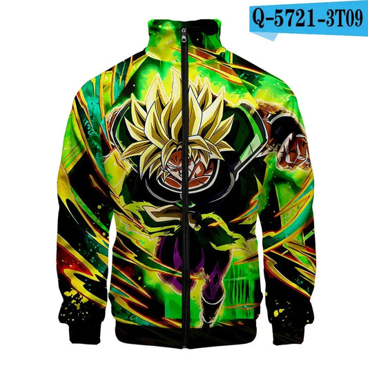 Veste zippée verte et dorée Dragon Ball - Broly Super Saiyan hurlant