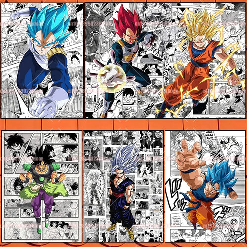 Pósteres manga Dragon Ball - Vegeta Goku y Broly a color