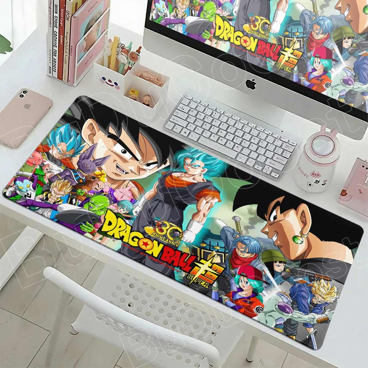 Tapis de souris noir et blanc Dragon Ball - Black Goku Rosé et boules de cristal
