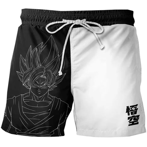 Zwart-wit bad short Dragon Ball - Goku getekend met de lijn