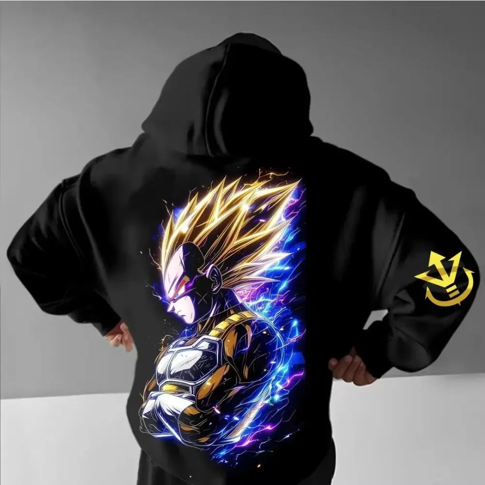 Zwarte hoodie Dragon Ball - Majin Vegeta en gouden energie