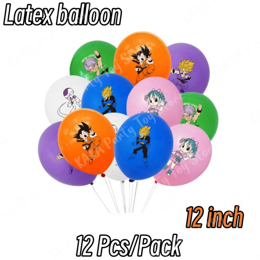 Ballons anniversaire multicolores Dragon Ball - Goku et les personnages chibi