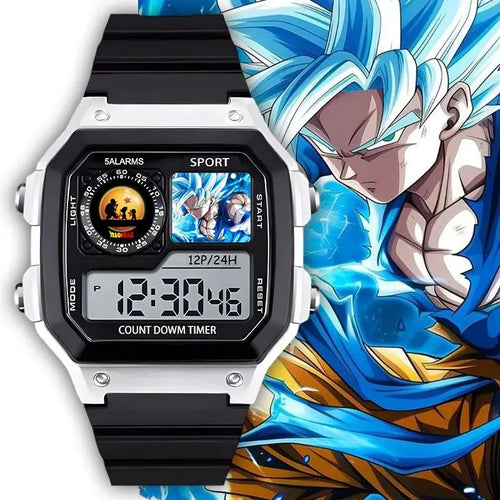Reloj digital plateado Dragon Ball - Goku Super Saiyan Blue