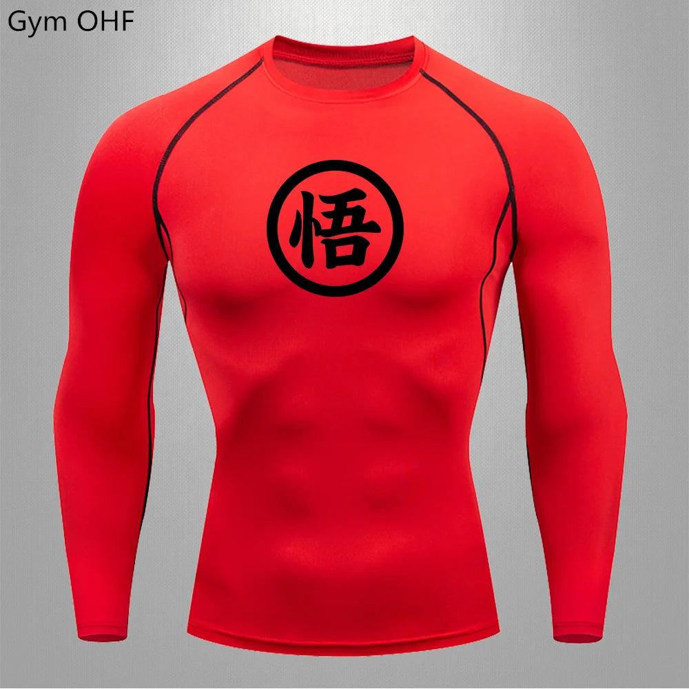 Graues Sportoberteil mit langen Ärmeln Dragon Ball - kanji Go black
