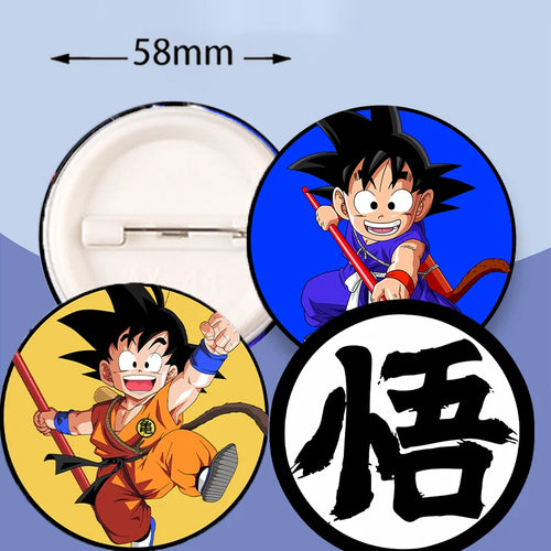 Distintivi rotondi Dragon Ball - Goku bambino e kanji Go