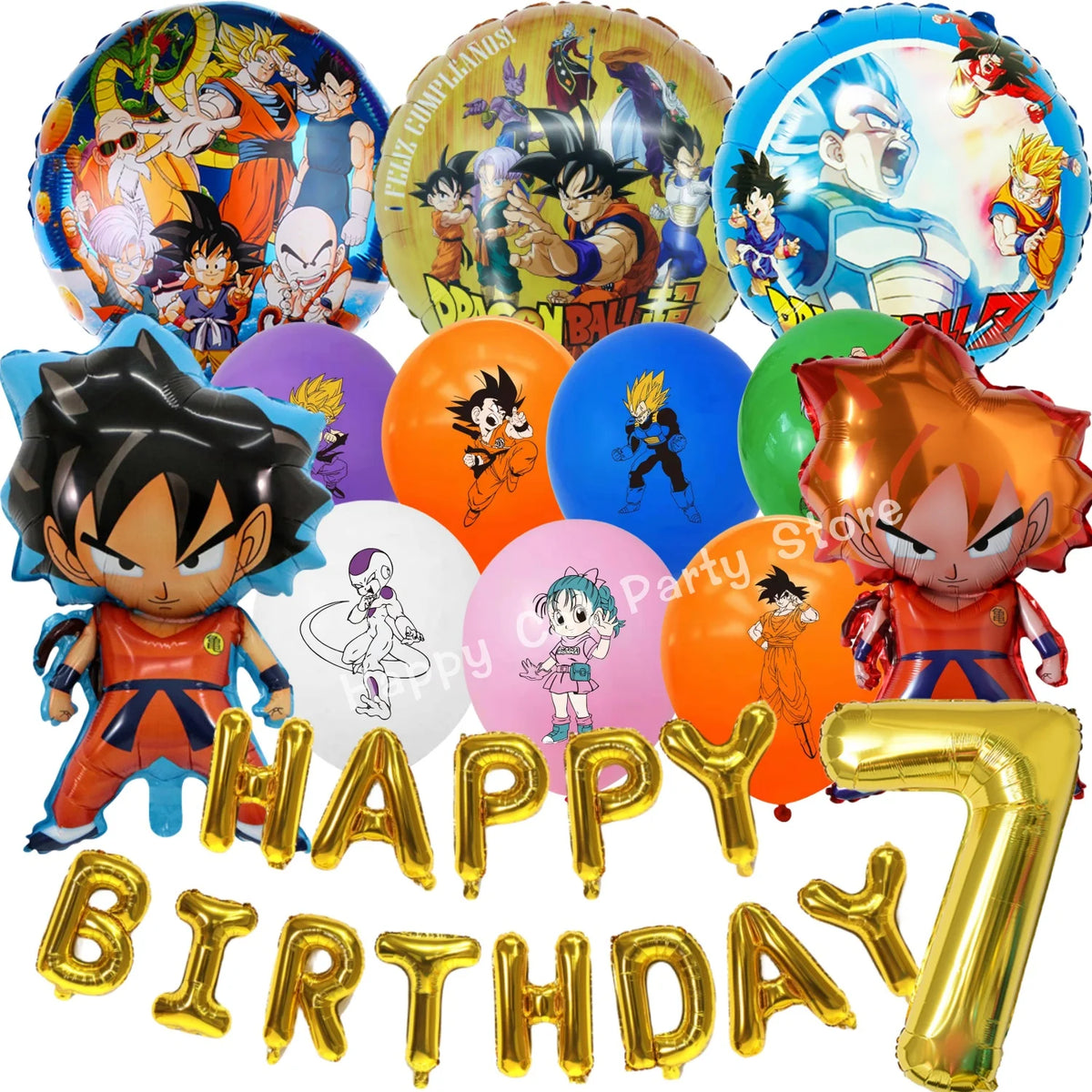 Dragon Ball oranje verjaardagsset - Goku en Super Saiyans