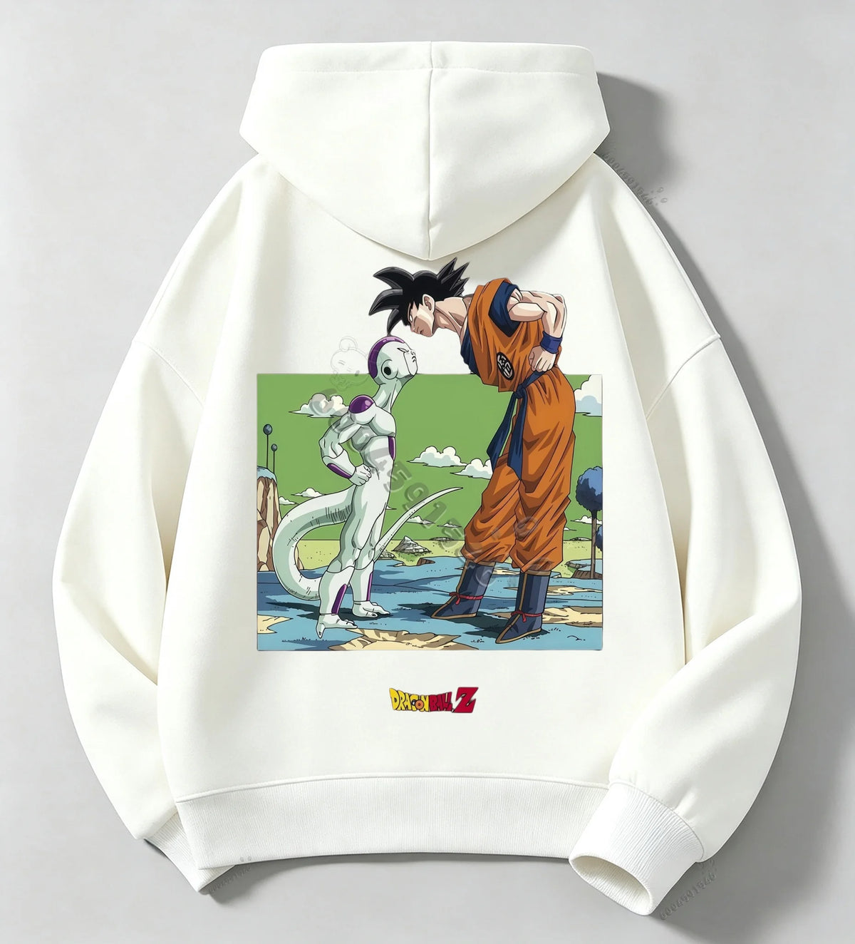Weiße Kapuzenpullover für Kinder Dragon Ball - Goku gegenüber Freezer