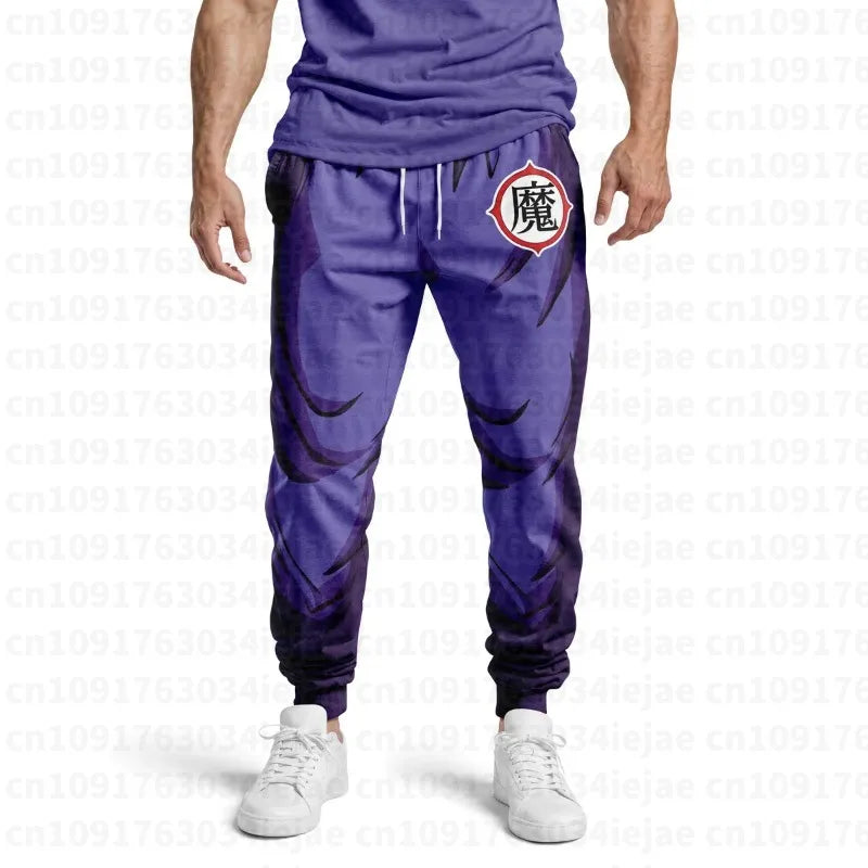 Pantaloni da jogging arancioni Dragon Ball - kanji Go e caviglie blu