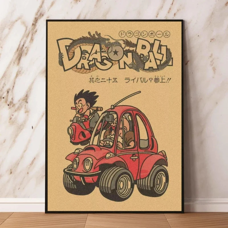 Affiches rétro - Goku enfant et couvertures Dragon Ball