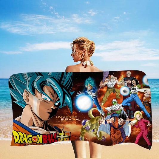 Serviette de plage - Goku Blue et les combattants de Dragon Ball Super