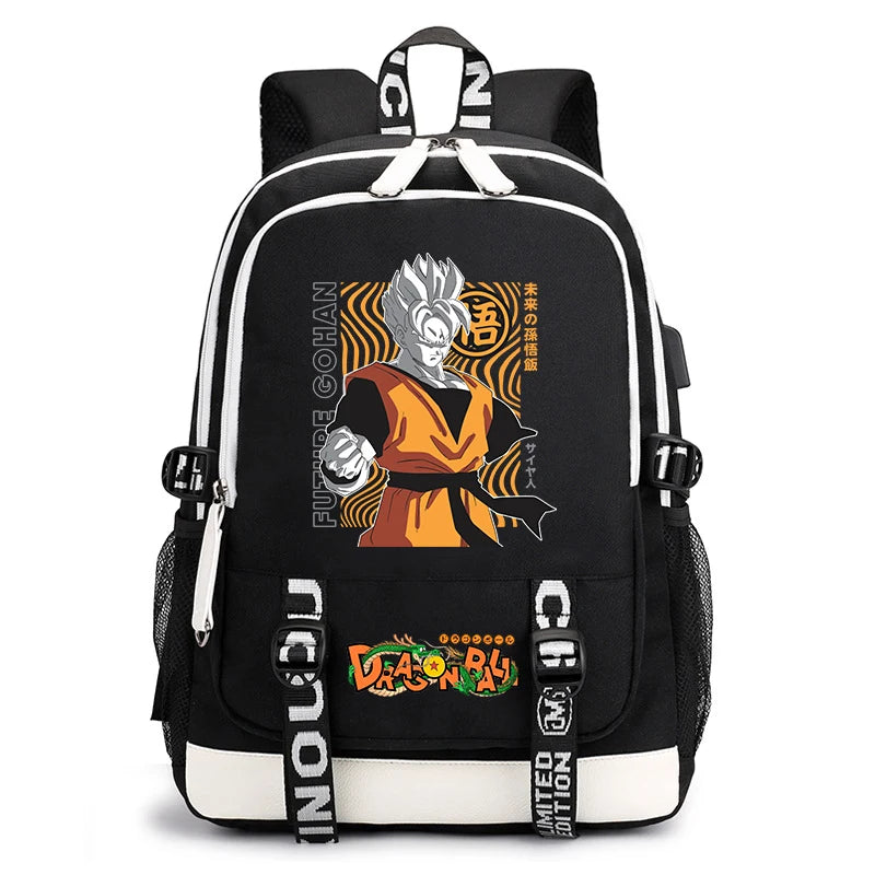 Black and White Dragon Ball Rucksack - Goku Super Saiyan 3 Zurück