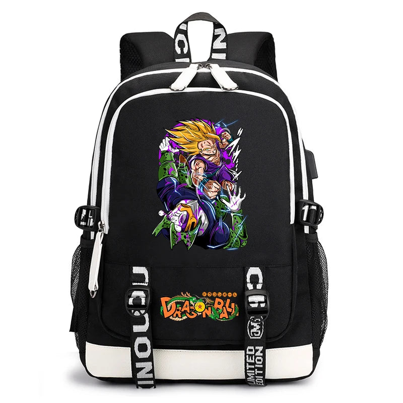 Black and White Dragon Ball Rucksack - Goku Super Saiyan 3 Zurück
