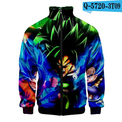 Green and blue zipped jacket Dragon Ball - Broly Goku and Vegeta