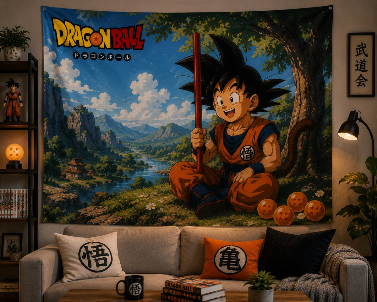 Tapiz de pared Dragon Ball - Goku Super Saiyajin Kamehameha dorado