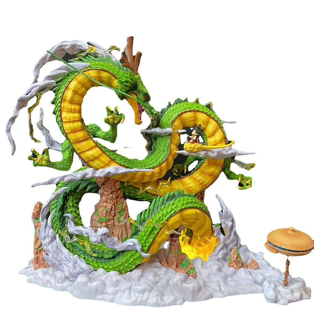 Dragon Ball standbeeld - Shenron opgerold op wolken met groene doos