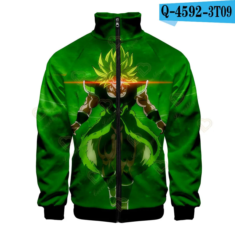 Green and blue zipped jacket Dragon Ball - Broly Goku and Vegeta