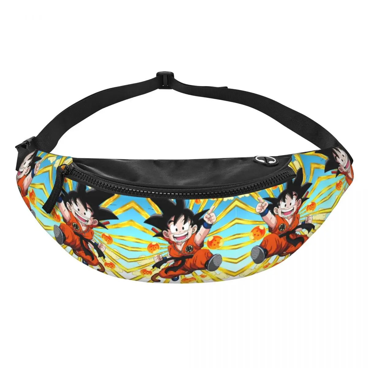 Sac banane bleu et jaune Dragon Ball - Goku enfant et rayons lumineux