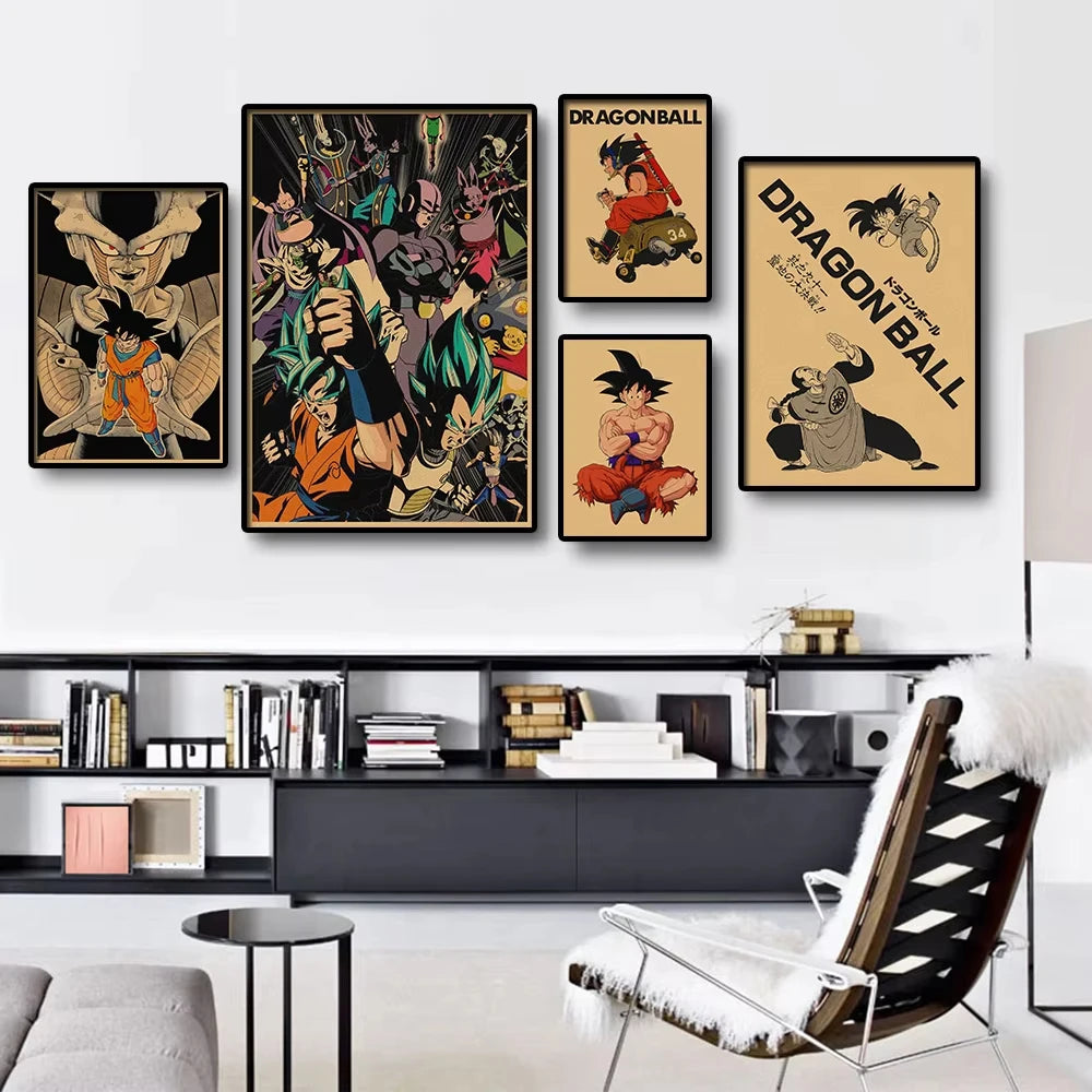 Retro Poster Dragon Ball - Goku Super Saiyan and Z warriors