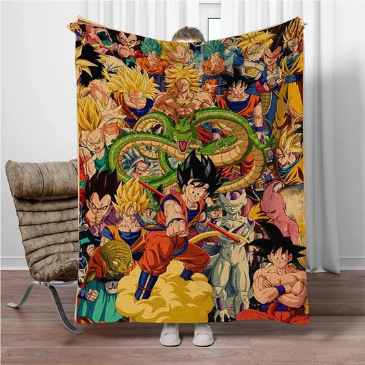 Plaid multicolore Dragon Ball - Shenron et les héros réunis